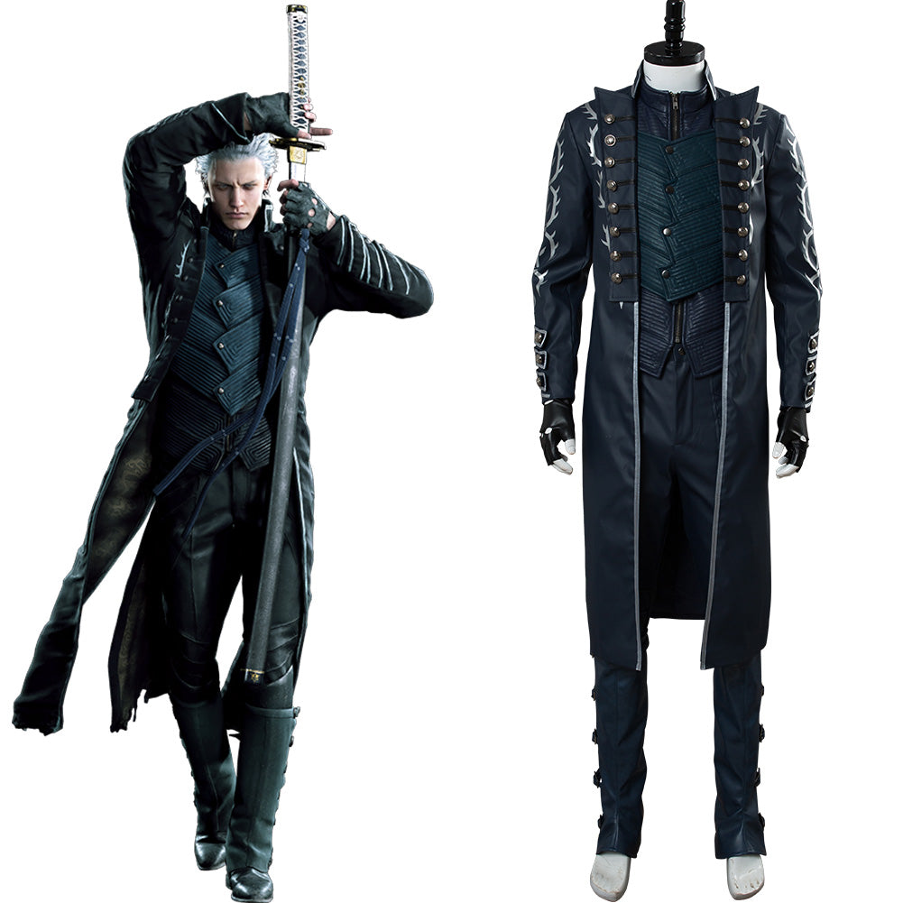 Game Devil May Cry V Vergil Aged Outfit Cosplay Costume Halloween Carnival Suit