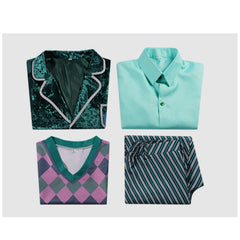 Wicked (2024) Pfannee Green Velvet Jacket School Uniform Outfits Cosplay Costume