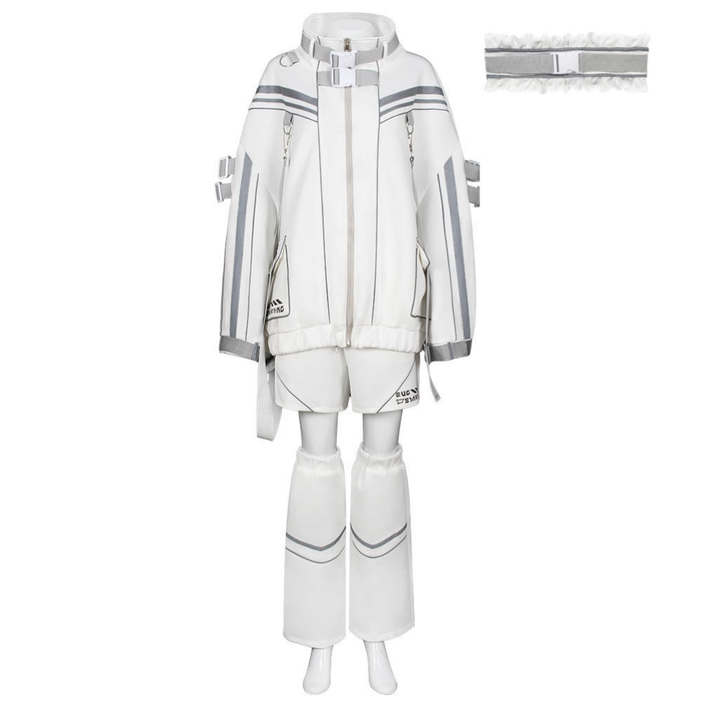 Cyberpunk Suit Y2K Techwear White Jacket Shorts Set Outfits Cosplay Costume
