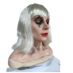 Movie Joker 2 (2024) Harley Quinn Cosplay Mask Wig Halloween Carnival Props