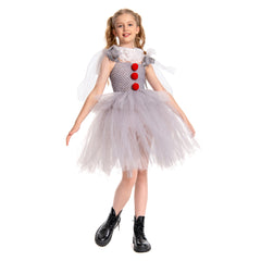 Kids It Pennywise Cosplay Costume Tutu Dress Halloween Carnival Suit