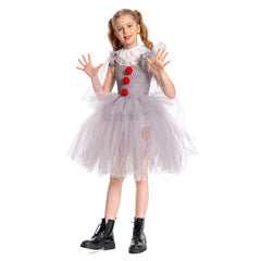 Kids It Pennywise Cosplay Costume Tutu Dress Halloween Carnival Suit