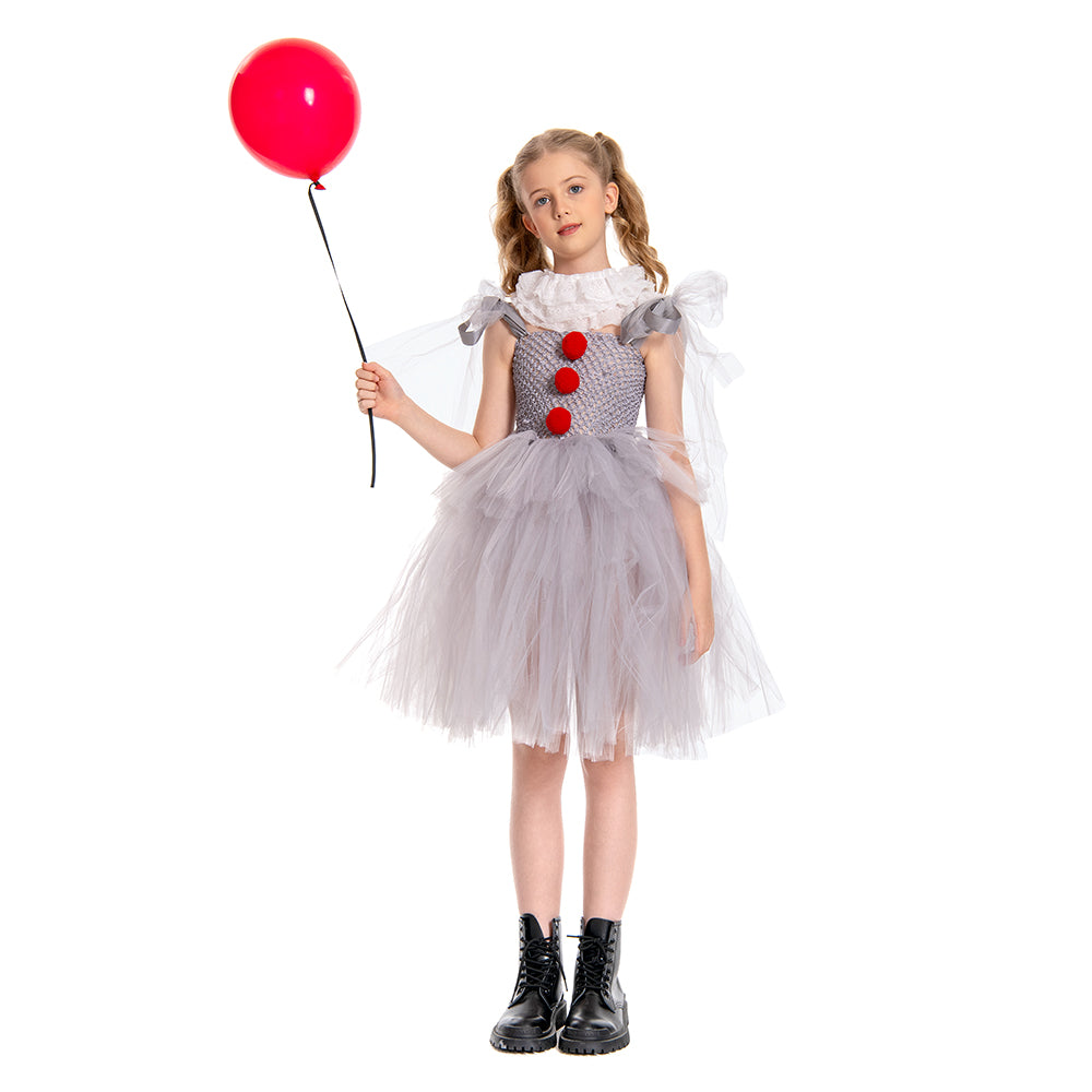 Kids It Pennywise Cosplay Costume Tutu Dress Halloween Carnival Suit