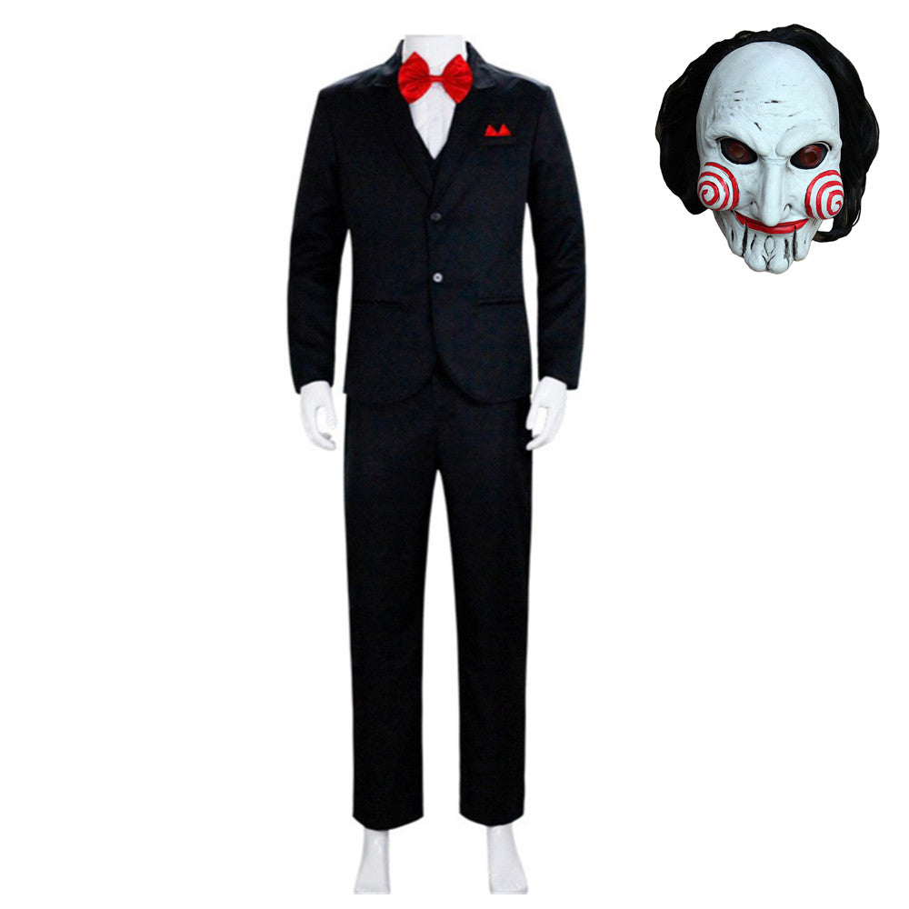 Horror Saw X Jigsaw Killer John Kramer Black Outfits Cosplay Costume Halloween Carnival Suit