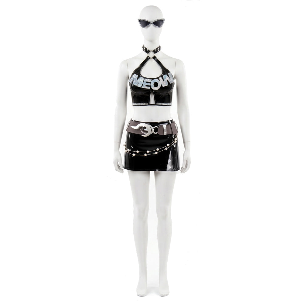 Mv Rivals Black Cat Urban Predator Top Skirt Set Outfits Cosplay Costume