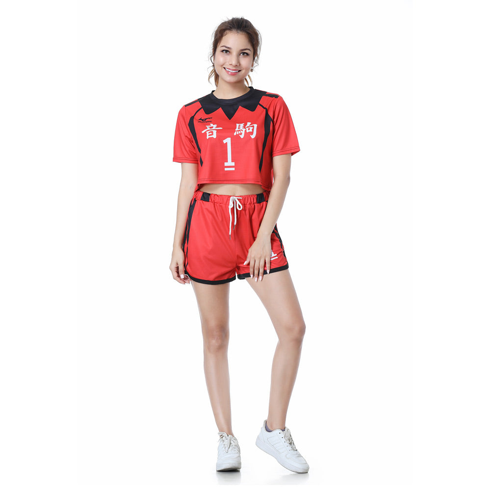 Anime Volleyball Nekoma High School NO 1 Kuroo Tetsurou Cosplay Costume For Women Jersey Sports Wear Uniform Top Shorts