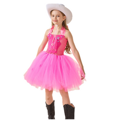 Kids Girls Movie Barbie 2023 Barbie Pink Puffy Dress Outfit Cosplay Costume Suit