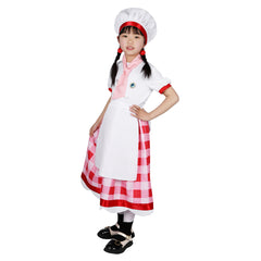 Kids Children Game Princess Peach: Showtime! 2024 Baker Peach White Dress Outfits Cosplay Costume Halloween Carnival Suit