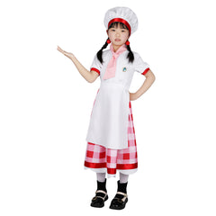 Kids Children Game Princess Peach: Showtime! 2024 Baker Peach White Dress Outfits Cosplay Costume Halloween Carnival Suit