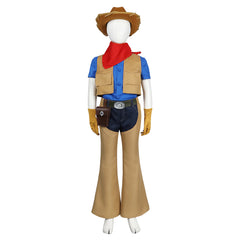Kids Children Game Princess Peach: Showtime! 2024 Cowboy Peach Brown Outfits Cosplay Costume Halloween Carnival Suit