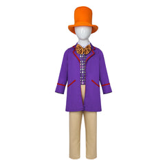 Kids Children Movie Wonka Willy Wonka Purple Set Outfits Cosplay Costume