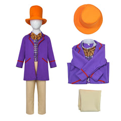 Kids Children Movie Wonka Willy Wonka Purple Set Outfits Cosplay Costume