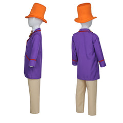 Kids Children Movie Wonka Willy Wonka Purple Set Outfits Cosplay Costume