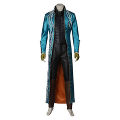 Devil May Cry 3 Vergil Cyan Long Coat Set Outfits Cosplay Costume