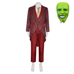 The Mask Stanley Ipkiss Red Suit Outfits Cosplay Costume Halloween Carnival