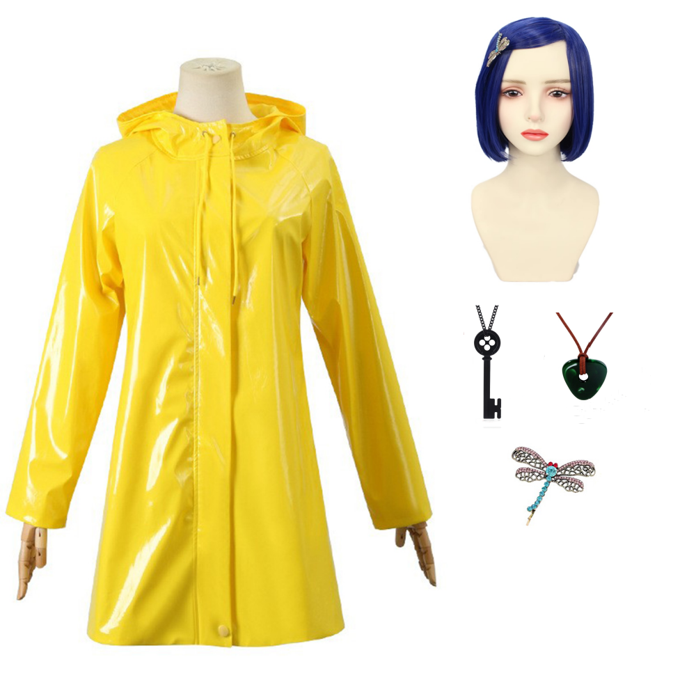 Movie Coraline Cosplay Costume Coat Headband Outfits Halloween Carnival Suit