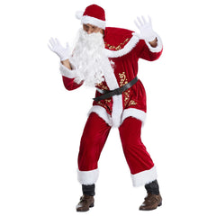 Santa Claus Red Christmas Outfits Cosplay Costume Halloween Carnival Suit