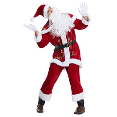 Santa Claus Red Christmas Outfits Cosplay Costume Halloween Carnival Suit