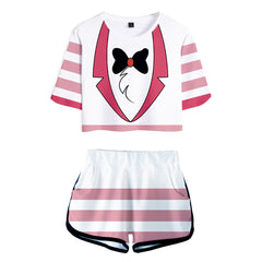 TV Hazbin Hotel Angle Dust White Short-Sleeved Shirt Set Outfits Cosplay Costume Halloween Carnival Suit