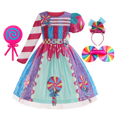 Kids Girls Candy Outfits Children Colourful Princess Drss Skirt Cosplay Costume Halloween Carnival Suit