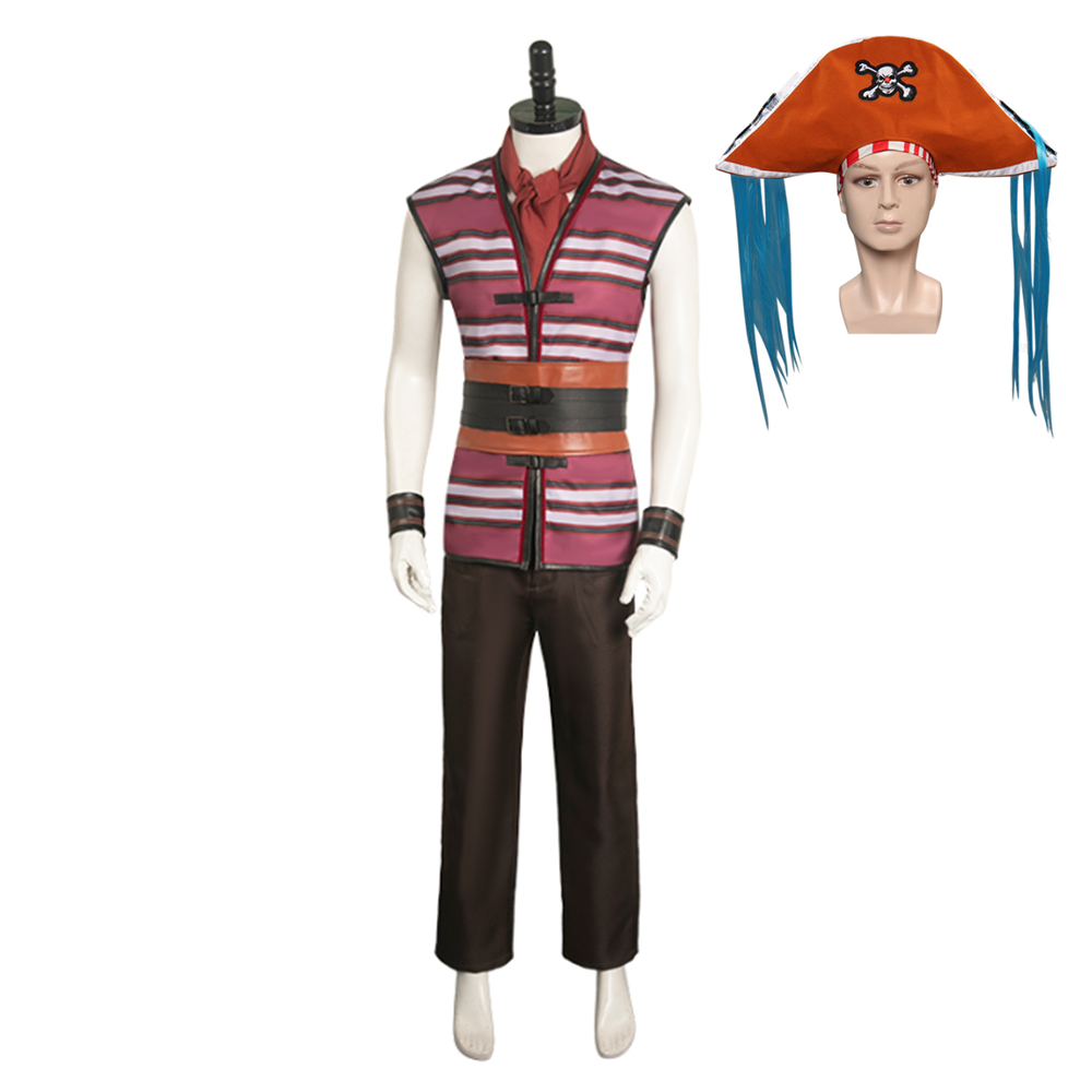 Anime One Piece 2023 Buggy Red Striped Outfits Cosplay Costume Halloween Carnival Suit