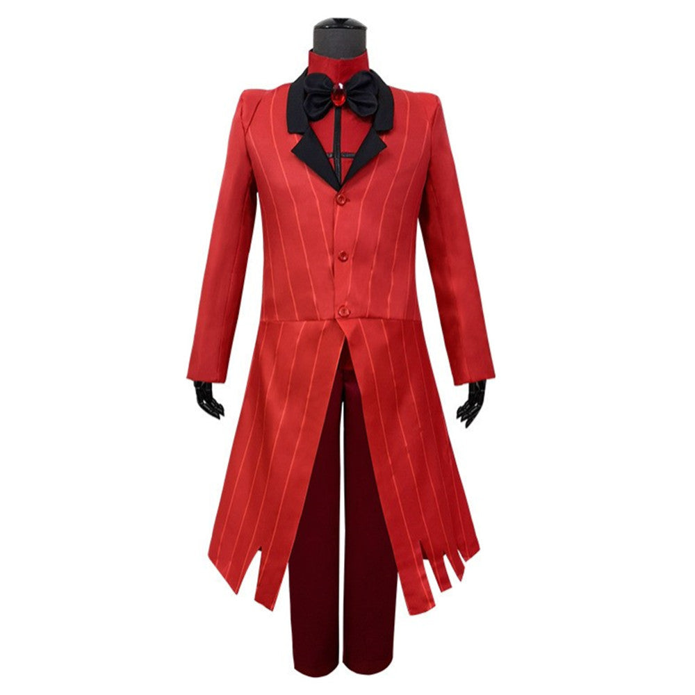 TV Hazbin Hotel Alastor Christmas Red Canonicals Outfit Set Cosplay Costume Halloween Carnival Suit