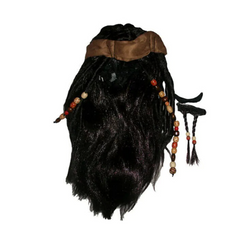 Movie Pirates of the Caribbean 5: Jack Sparrow Hat Brown Wig Beard Set Cosplay Accessories Halloween Carnival Props