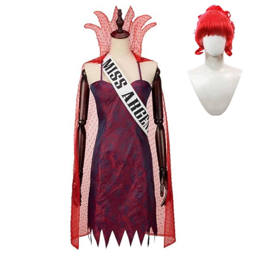 Beetlejuice Season 2 (2024) Miss Argentina Red Dress Outfits Cosplay Costume Halloween Carnival Suit