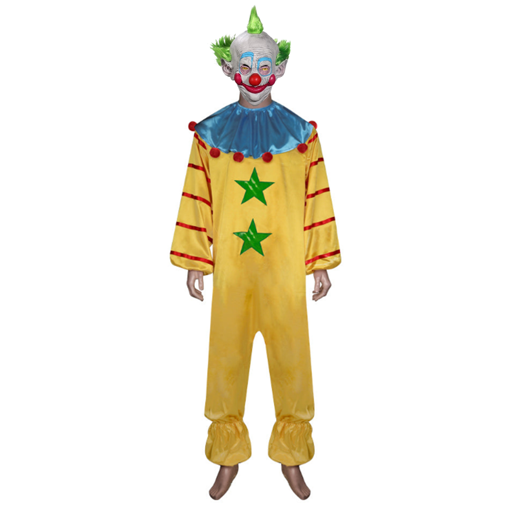 Adult Killer Klowns From Outer Space Shorty Cosplay Costume Yellow Jumpsuit Halloween Carnival Suit