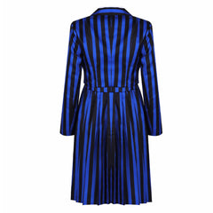 The Addams Family (2025) Blue Stirpes School Uniform Set Outfits Cosplay Costume Halloween Suit