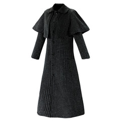 The Addams Family (2025) Black Checked Coat Outfits Cosplay Costume Halloween Suit