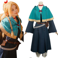 Anime Delicious In Dungeon 2024 Dungeon Meshi Marcille Donato Blue Cape Set Outfits Cosplay Costume