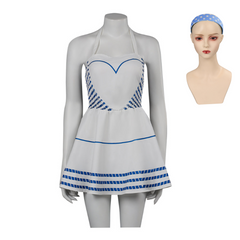 Movie Barbie 2023 Margot Robbie Barbie Outfits White Dress Cosplay Costume Halloween Carnival Suit