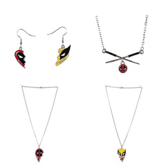 Deadpool & Wolverine (2024) Hearts Earrings Necklace Cosplay Halloween Carnival Accessories Props