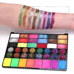 42 Colors Professional Face Painting Kit For Kids Adult Makeup Kit Non-Toxic Water Activated Facepaint Palette With Brush Stencil For Party Halloween Cosplay Props