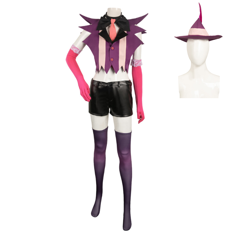 Hazbin Hotel 2024 Angel Dust Purple Outfits Cosplay Costume Halloween Carnival Suit