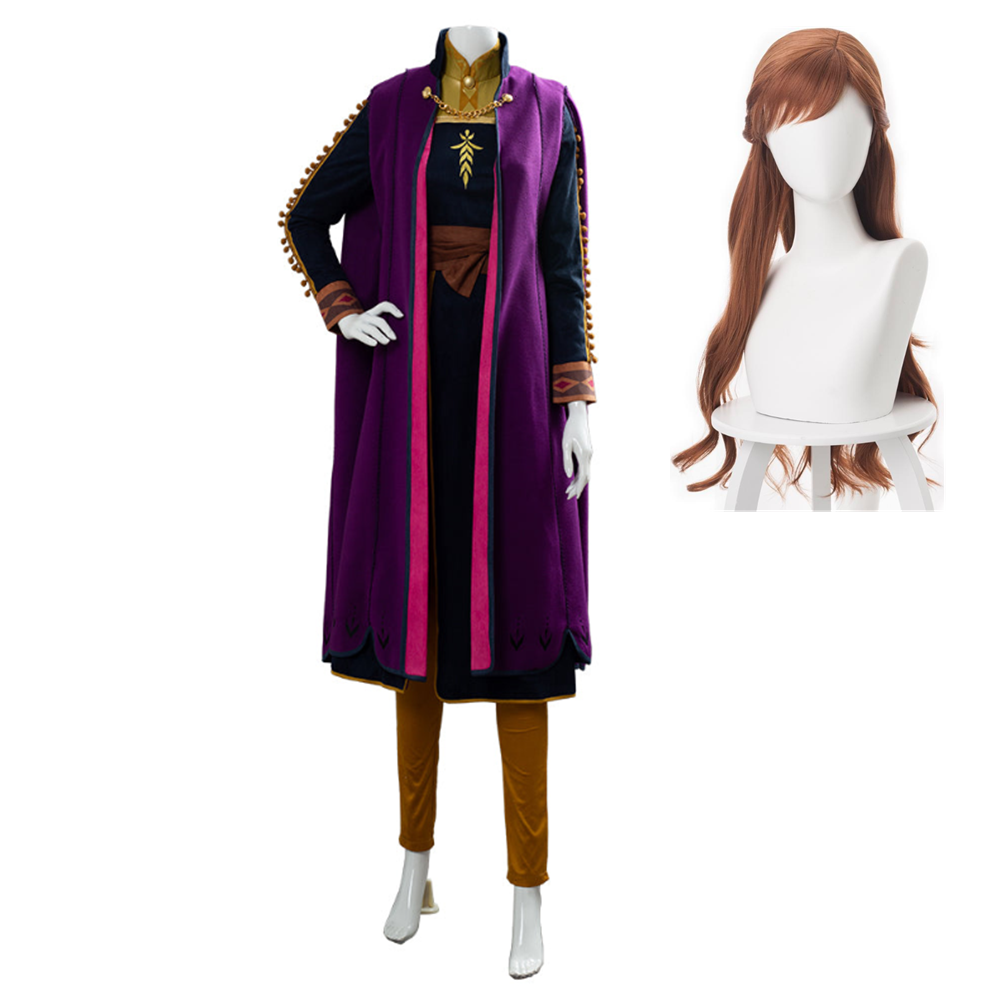 Movie Frozen Anna Purple Set Outfits Cosplay Costume Halloween Carnival Suit