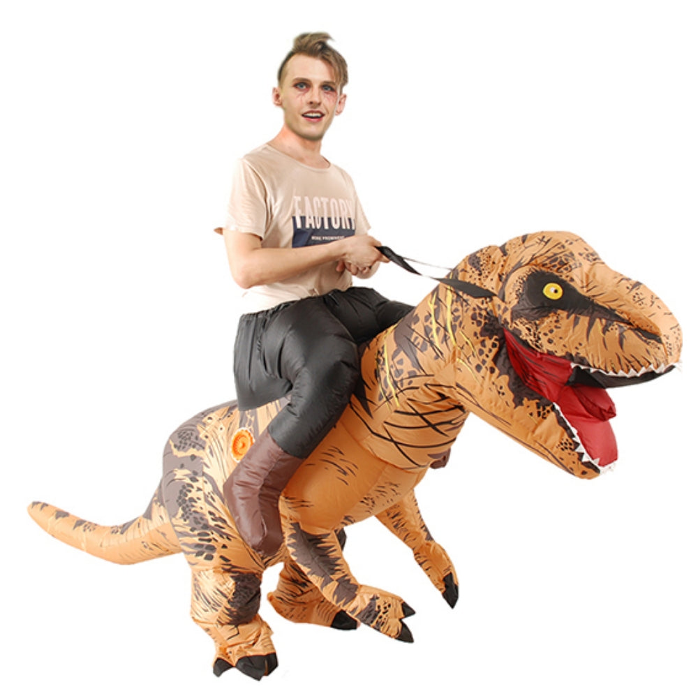 Adult Brown Animals Dinosaur Inflatable Costume Funny Party Jumpsuit Cosplay Costume Halloween Carnival Suit