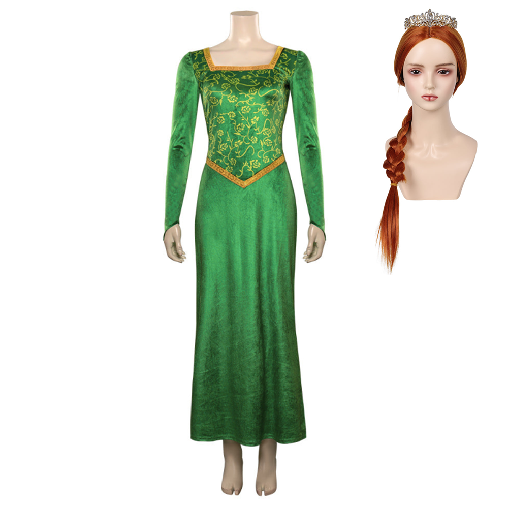 Movie Shrek Fiona Princess Green Dress Cosplay Costume Outfits Halloween Carnival Suit