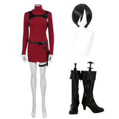 Game Resident Evil 4 Remake Ada Wong Red Dress Outfits Cosplay Costume Halloween Carnival Suit