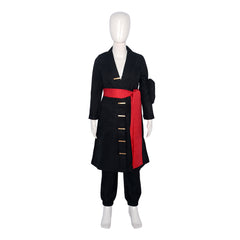 Kids Children Anime One Piece Roronoa Zoro Black Set Outfits Cosplay Costume Halloween Carnival Suit