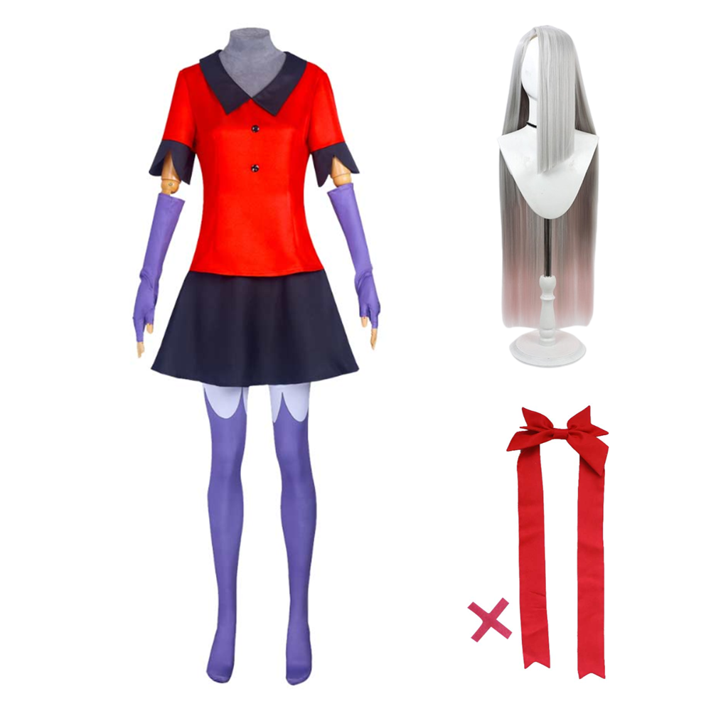 TV Hazbin Hotel Vaggie Red Dress Set Outfits Cosplay Costume Halloween Carnival Suit