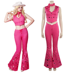 Movie Barbie 2023 Margot Robbie Barbie Pink Western Cowboy Outfits Cosplay Costume Halloween Carnival Suit