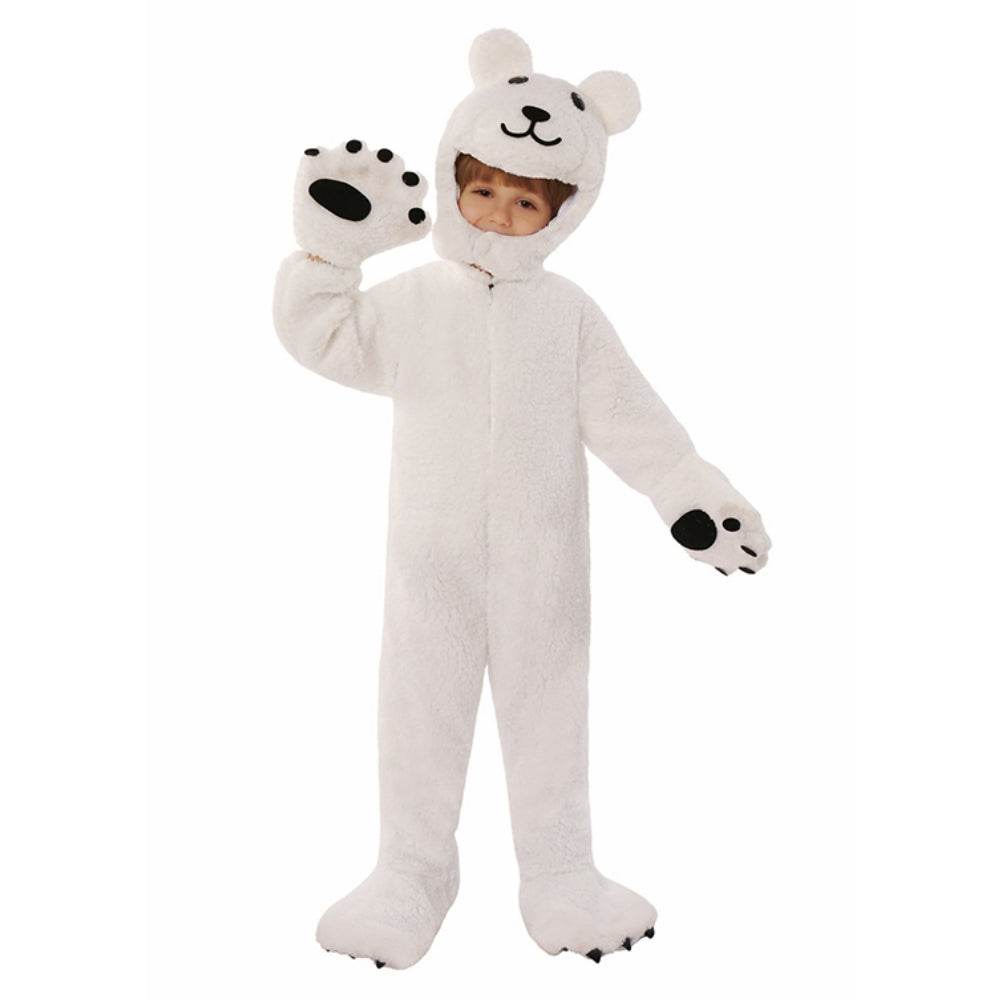 Kids Children Animals White Bear Funny Party Jumpsuit Outfits Cosplay Costume Halloween Carnival Suit