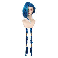 LOL Jinx Cosplay Wig Blue Long Braid Arcane League Of Legends Accessories Props