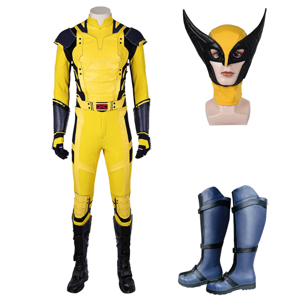 Deadpool & Wolverine (2024) Wolverine James Howlett Yellow Jumpsuit Outfits Full Set Cosplay Costume