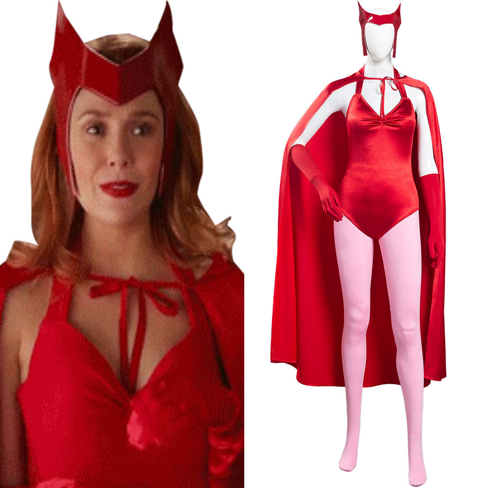 TV Wanda Vision Scarlet Witch Wanda Maximoff Women Jumpsuit Outfits Halloween Carnival Suit Cosplay Costume