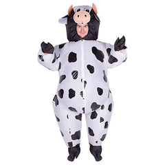 Adult White Animals Cow Inflatable Costume Funny Party Jumpsuit Cosplay Costume Halloween Carnival Suit