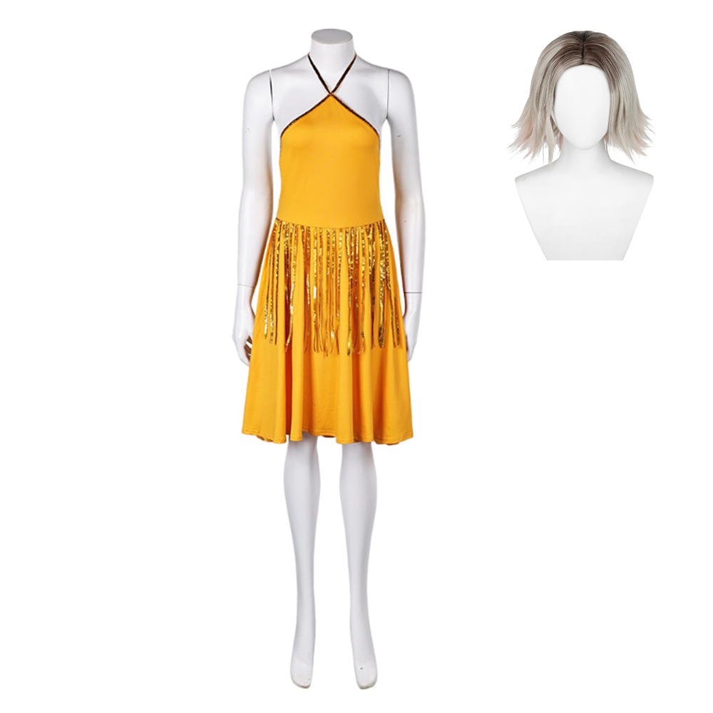 Movie Joker 2 Joker: Folie à Deux (2024) Harley Quinn Yellow Dress Outfits Cosplay Costume Halloween Carnival Suit