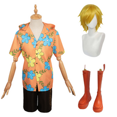 Anime One Piece Egghead Arc Sanji Orange Shirt Outfits Cosplay Costume Halloween Carnival Suit